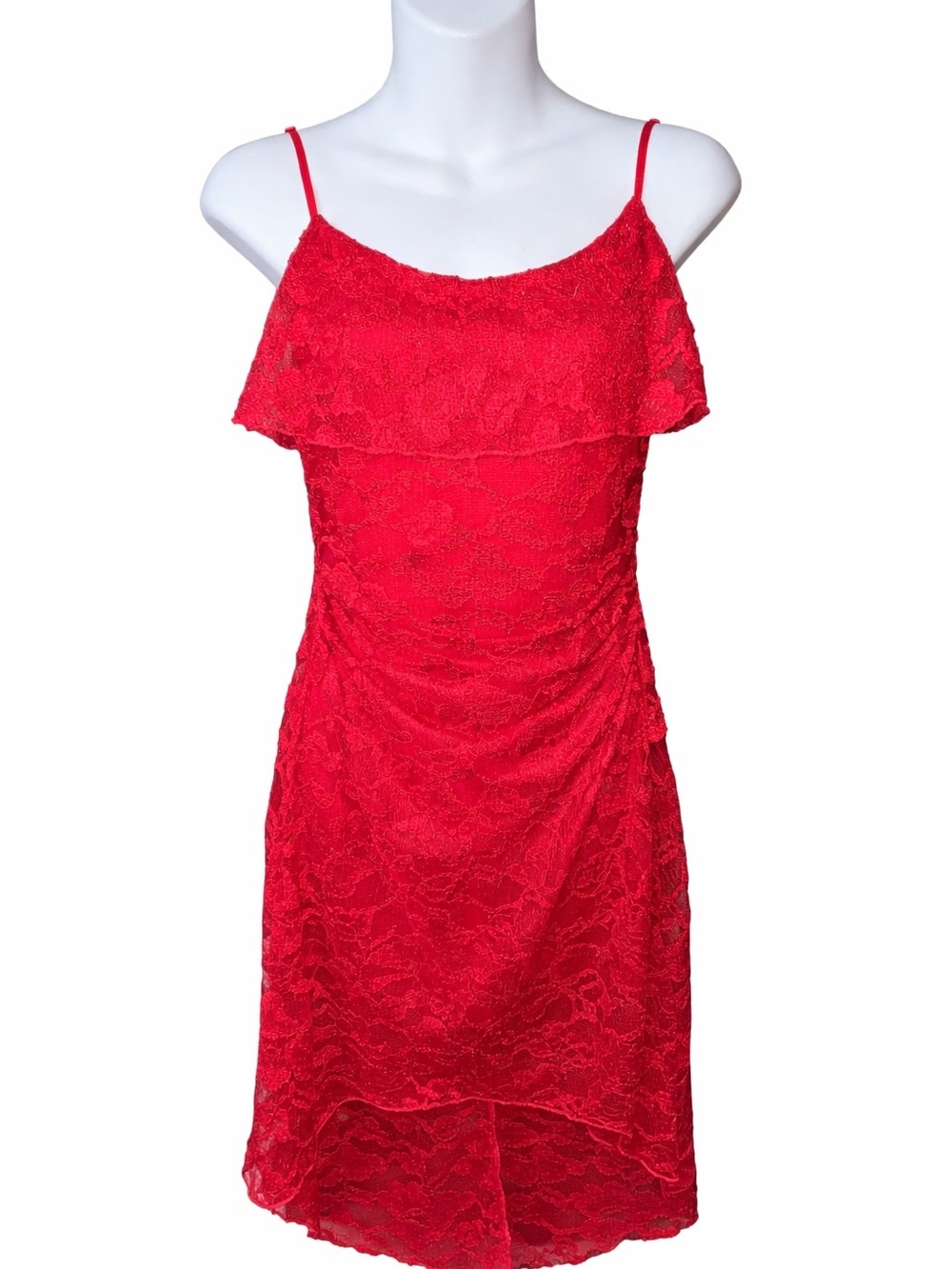 Vintage Ruby Rox Red Lace Hi-low Slip Dress Y2k Floral Coquette Sz L (tagged)